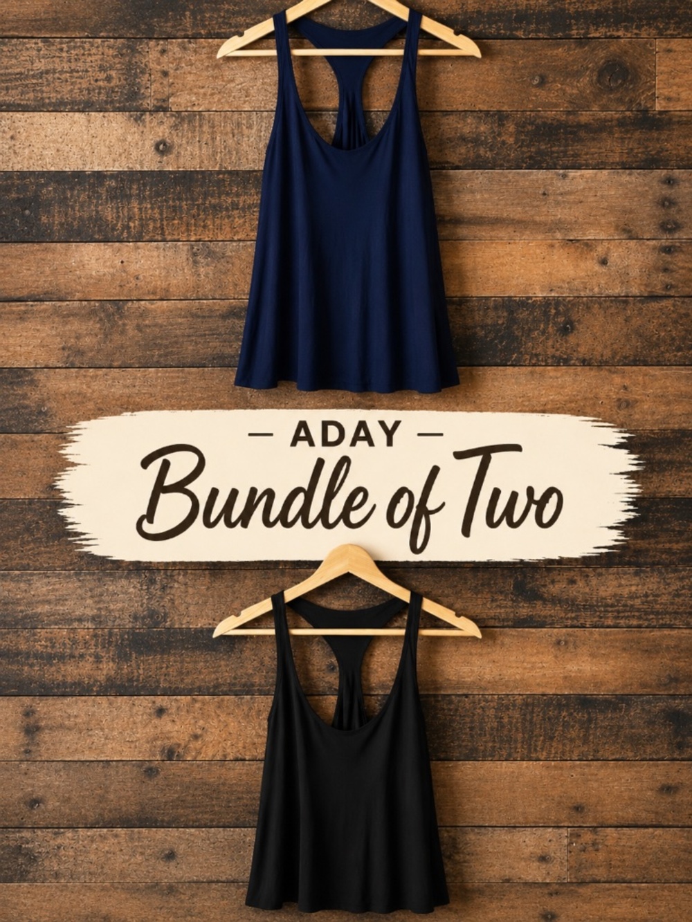 ADAY NAVY & BLACK Tank Bundle Small | 2-PACK Racerback  "Dream Harder" Tank EUC